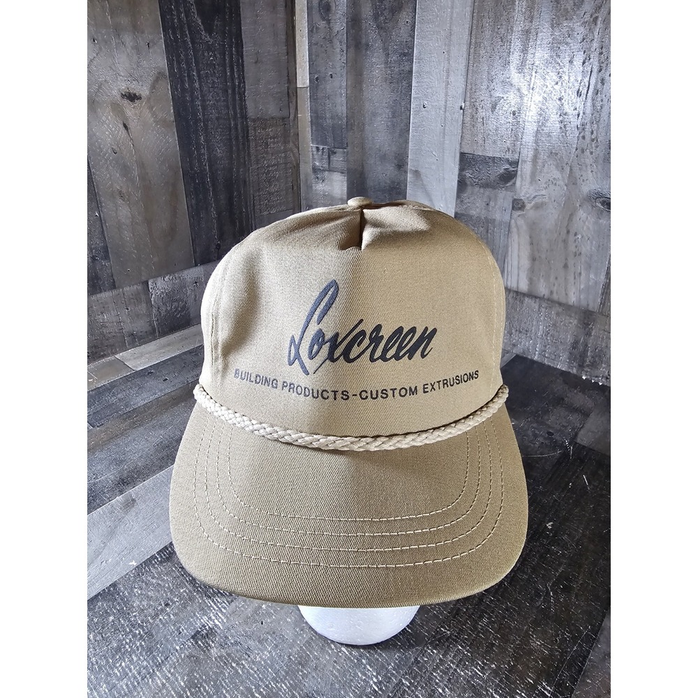 Vintage Rope Trucker Hat Loxcreen Building Products Construction Tan Made in USA